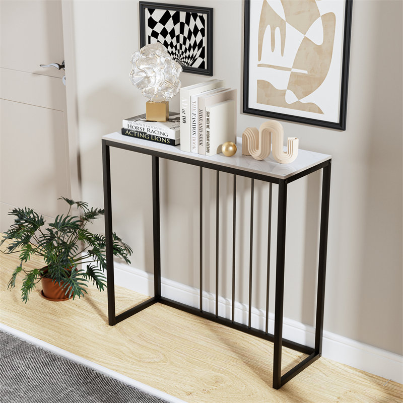 Table d'appoint moderne haut de gamme avec console en marbre pour vestibule, Blanc