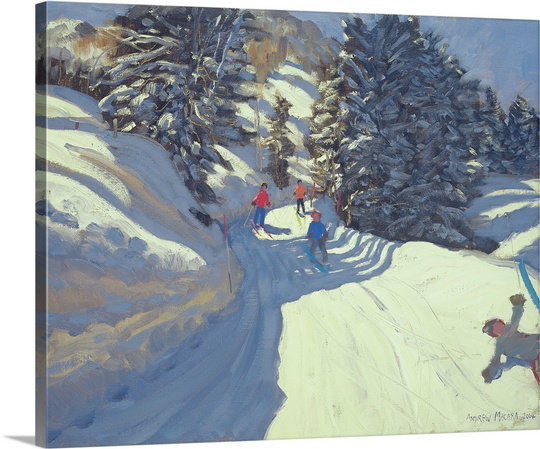 "Naila" Ski Trail, Lofer "par Andrew Macara, reproduction d'art sur toile, H 24 po x l 30 po x P 1,25 po