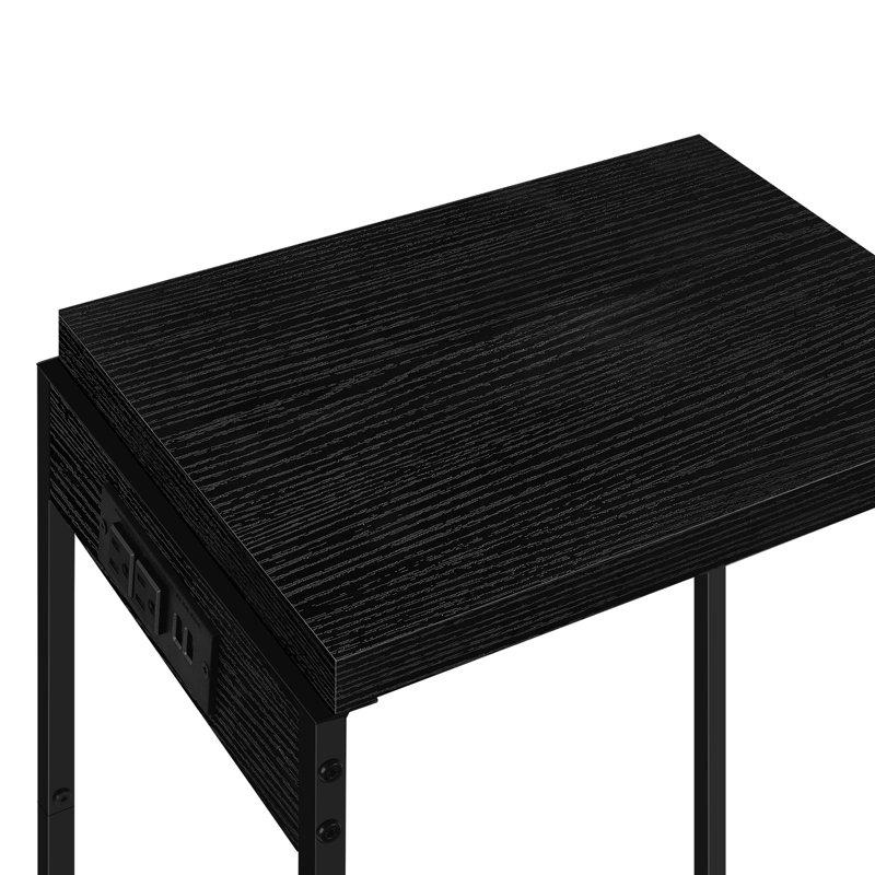 Farlan End Table Set Built-In Outlets, Black