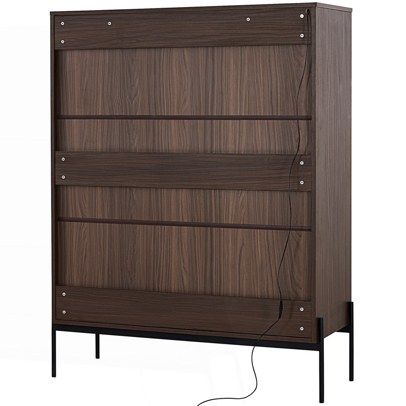 Lighted Display Cabinet With Tempered Glass Door, Led Curio Cabinet, Accent Cabinet, Black/Dark Walnut