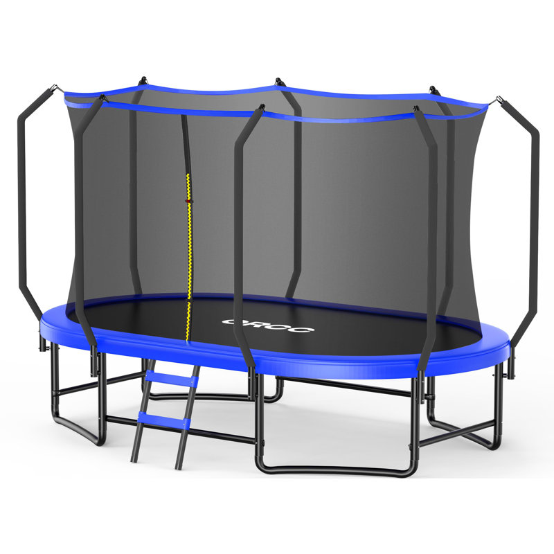 Trampoline de jardin robuste pour enfants et adultes Maxlead capacité 1200LBS 8X13FT avec enceinte de sécurité, cadre en acier épaissi de 1,6 mm et pieds renforcés, trampoline de gymnastique en plein air