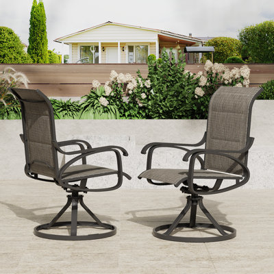 Patio Swivel Chair Set Of 2, All-weather Swivel Rocker Chair