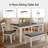 6-Piece Two-Tone Dining Set, Wood Dining Table with 4 Cross Back Chairs & Bench, Grey and White Modern Space-Saving Dinette Set for Kitchen Dining Room