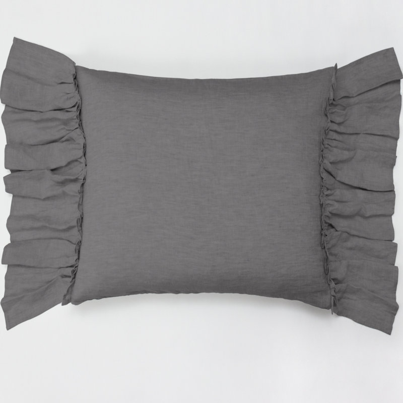  Couvre-oreiller en lin, Euro, Gris