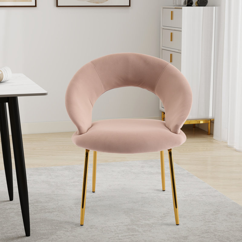 Chaise de salle à manger rembourrée, Velours rose