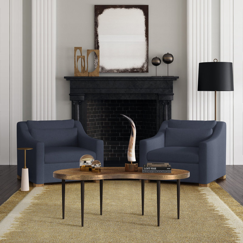 Fauteuil Crosby, Lin tissé à la boîte chocolat, H 32,5 po x l 35 po x p 38 po, Ébène