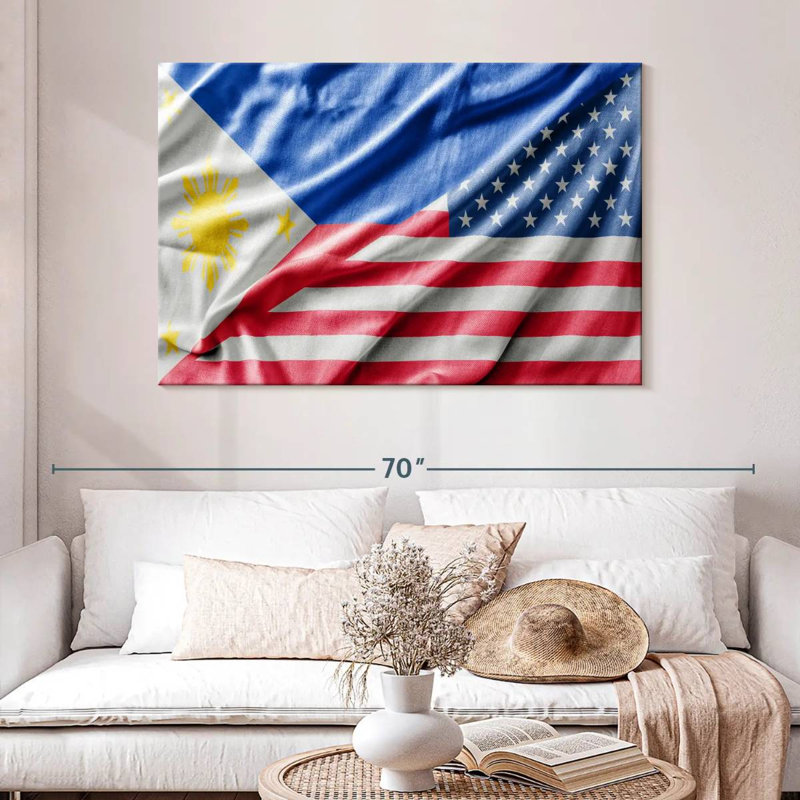 Drapeau des Philippines et des États-Unis, H 32 po x l 48 po