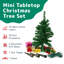 Ensemble de mini arbre de Noël de 23 pouces avec lumières à DEL, dessus en forme d'étoile, ornements et boîtes-cadeaux - Petit arbre de table pour bureau ou table - Décorations des Fêtes faciles à installer