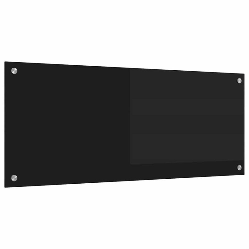 Vidaxl Kitchen Backsplash Tempered Glass Surface Modern Decor Home Style Chic, 100cm H x 40cm W, Black