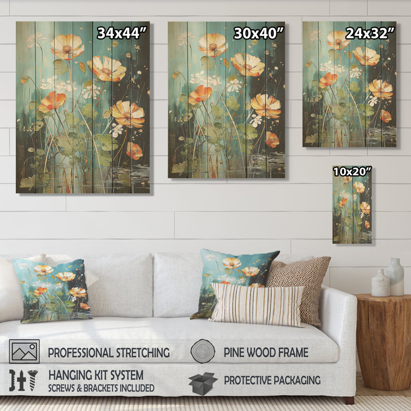 «Yellow Buttercup» jaune, fleurs et beauté II - renoncules sur bois, H 20 po x l 10 po