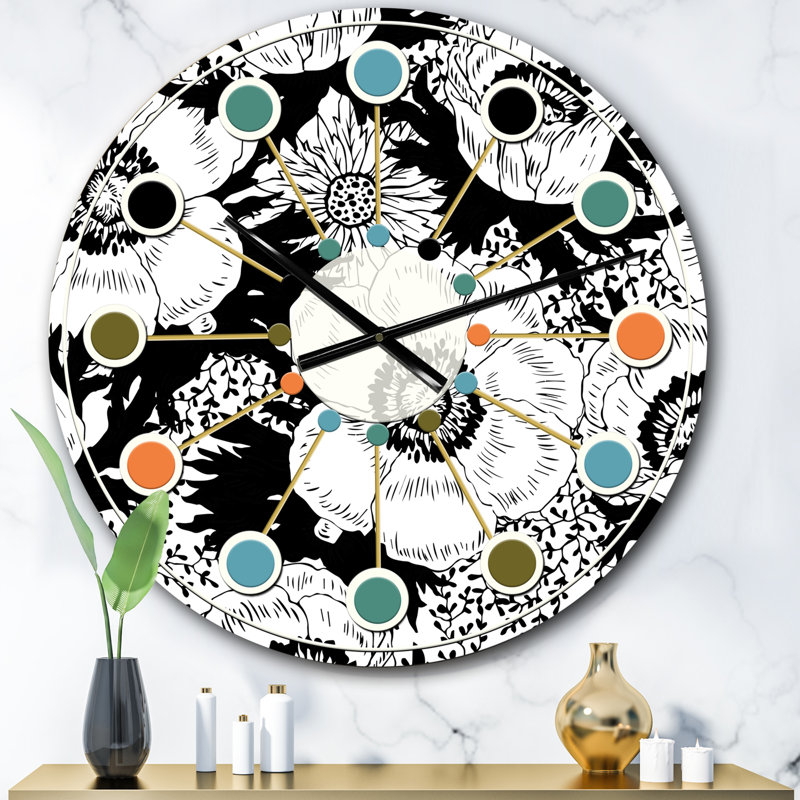 Horloge murale rétro Mid-Century, Surdimensionné