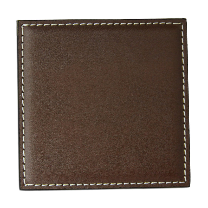 Leather Square 1 Piece Coaster, Brown