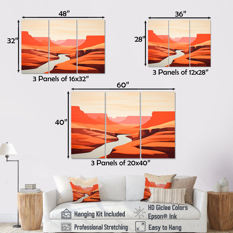 «Brown Minimalisme Canyon Calm IV - Canyon», art mural sur toile, Toile tendue, H 40 po x l 60 po x P 1 po