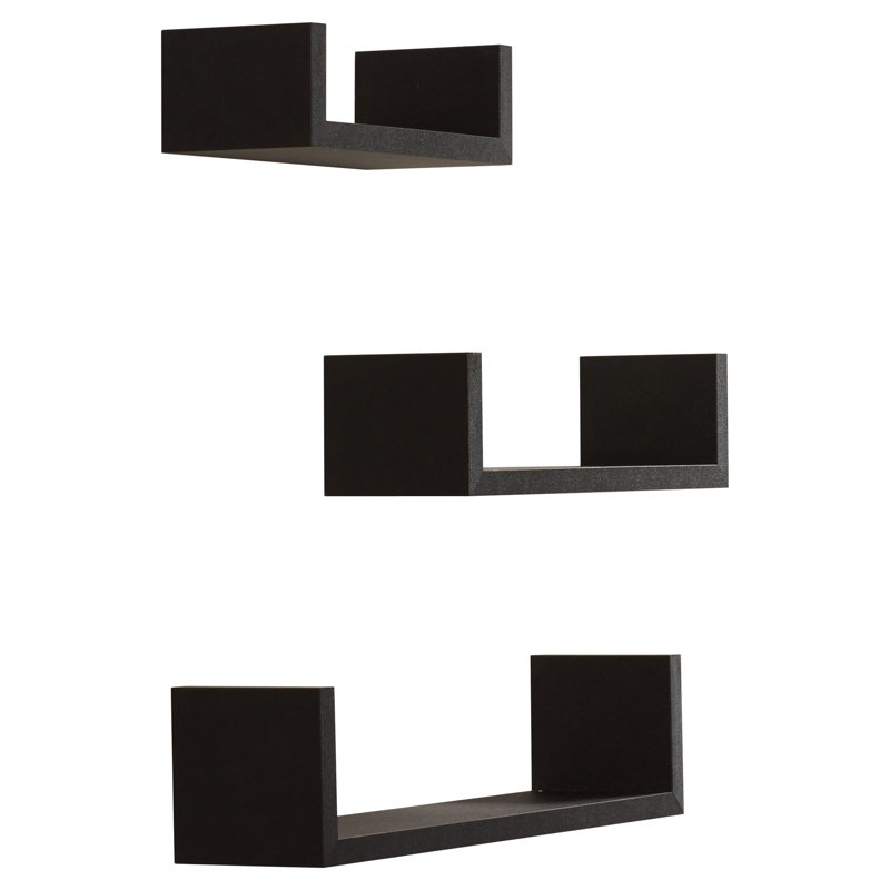 Wickes 3 Piece Floating Shelf, Black