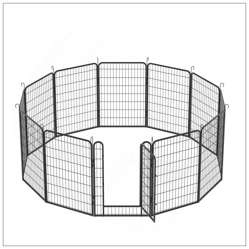 12 parcs en métal robustes avec porte, enclos pour chien pour l'extérieur, H 39,37 po x l 81,1 po x P 81,1 po