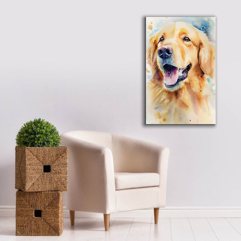 "Golden Retriever" par Petals Prints Design, H 40 po x l 26 po x P 1,5 po