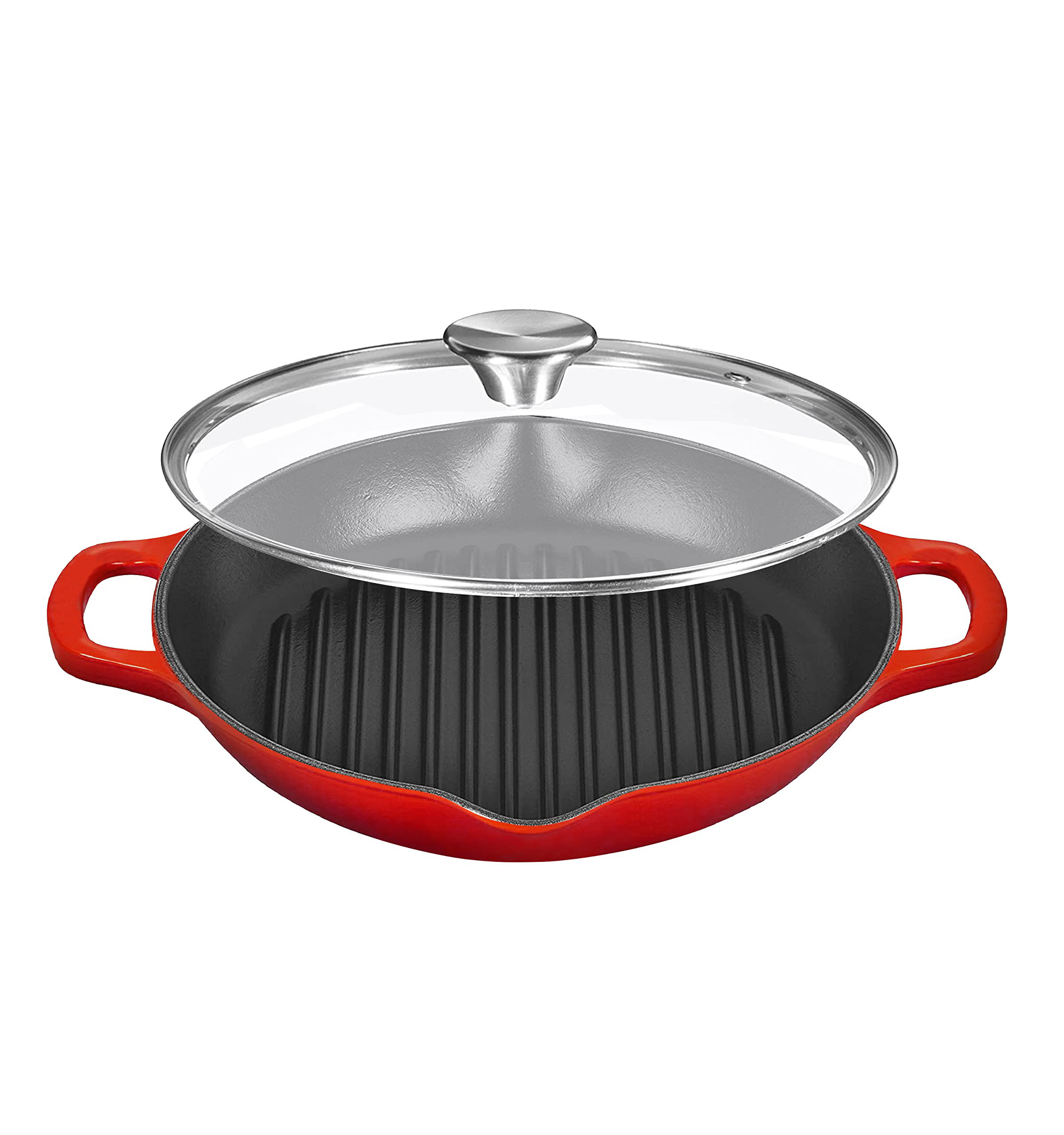 Cocotte en font émaillée basse rouge cerise 28 cm 3L Elo ref. 3082826