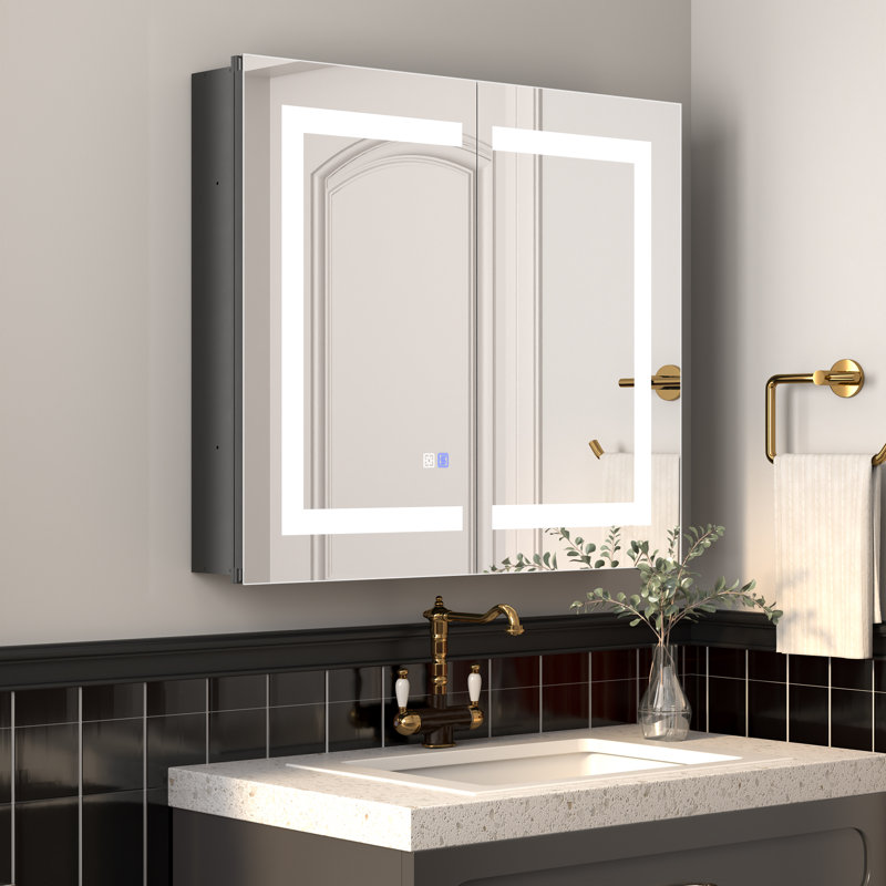 Hellmuth Frameless Medicine Cabinet with Adjustable Shelves and Lighting, Dual, 26" H x 30" W x 5.25" D
