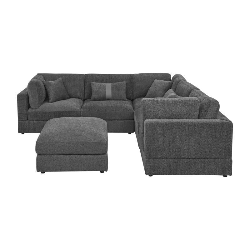 Luxecloud Modular Sectional, Gray Boucle/Polyester