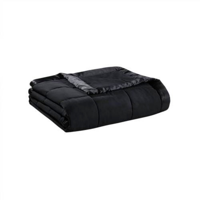 Couverture en duvet synthétique toutes saisons, couverture matelassée légère et douce, jeté luxueux avec bordure en satin pour lit