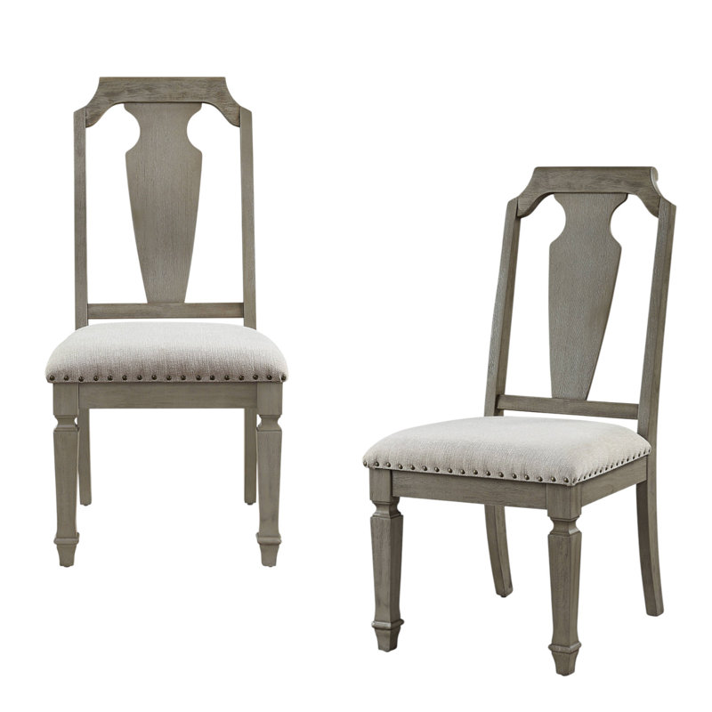 Ensemble de deux chaises d'appoint à dossier ouvert en lin beige et chêne