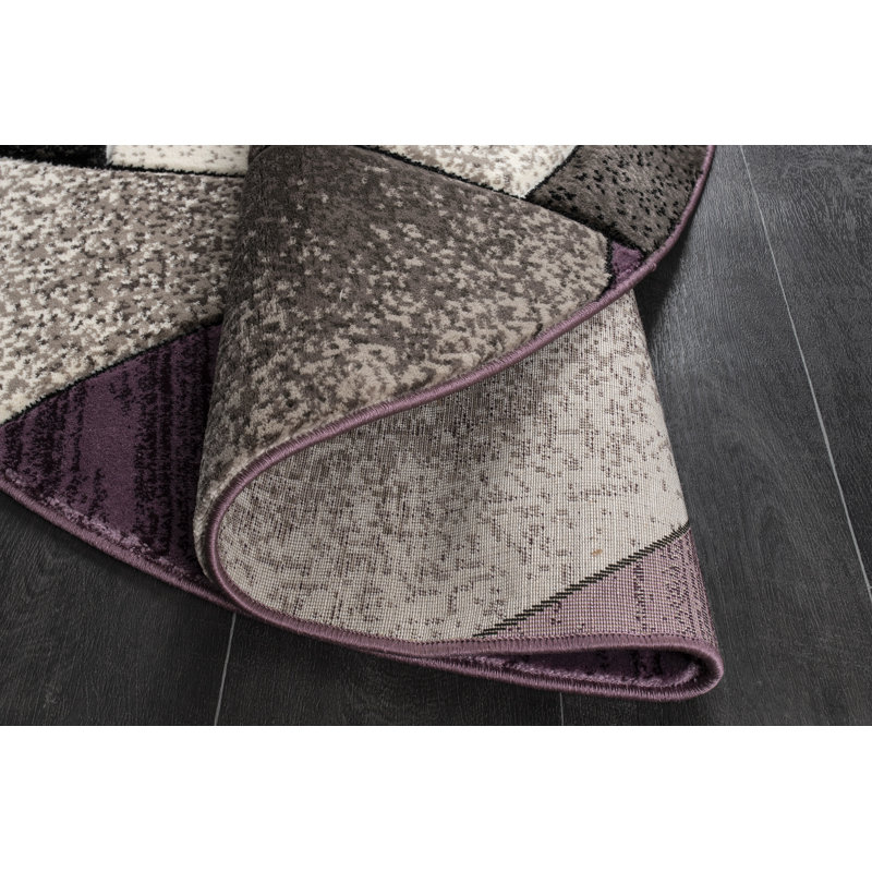 Tapis abstrait mauve / beige Nekizia, Rond 7 pi 11 po
