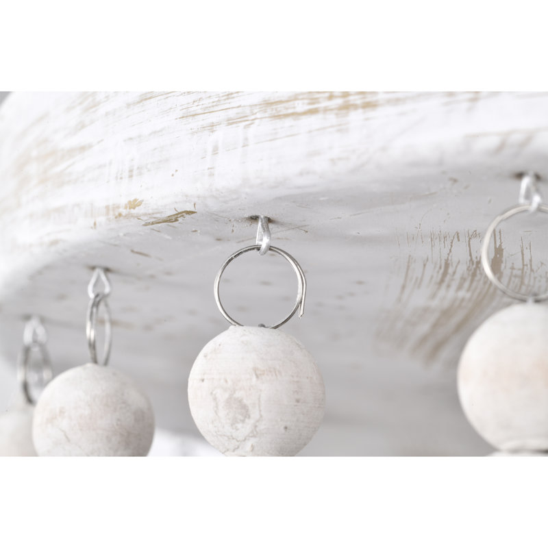 Matte Gold and Weathered White Beaded Bowl Flush Mount Light