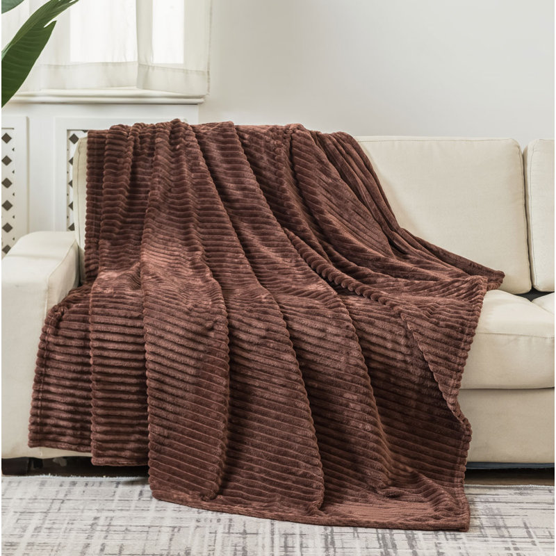 Bubble Throw Blanket Soft Cloudy Polyester Warm and Cozy Elegant Textured Sofa or Bed Blanket, W200 x L240cm, Chocolate