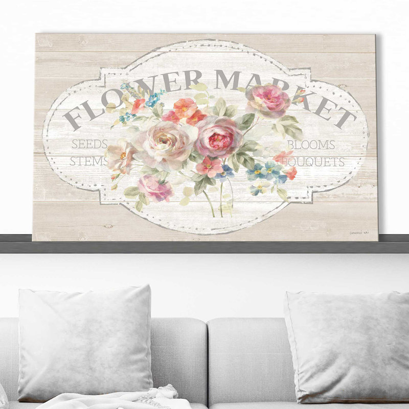 Cottage Garden I sur bois - impression, H 18 po x l 30 po x P 1 po, Toile tendue