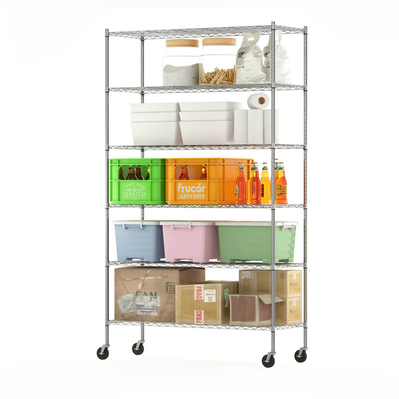 Ceana 6-Tier Metal Storage Shelf Rack, Stainless Steel, 208.28cm H x 121.92cm W x 45.72cm D