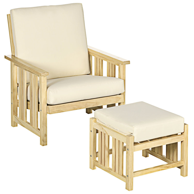 Chaise d'extérieur en bois avec repose-pieds 2 pièces