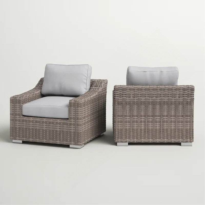 Chaise de patio avec coussins 2, 2, Brun pâle