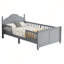 Lit simple pour enfants, lit plateforme simple en bois avec tête de lit, pied de lit et garde-corps de sécurité-418583902-418583901