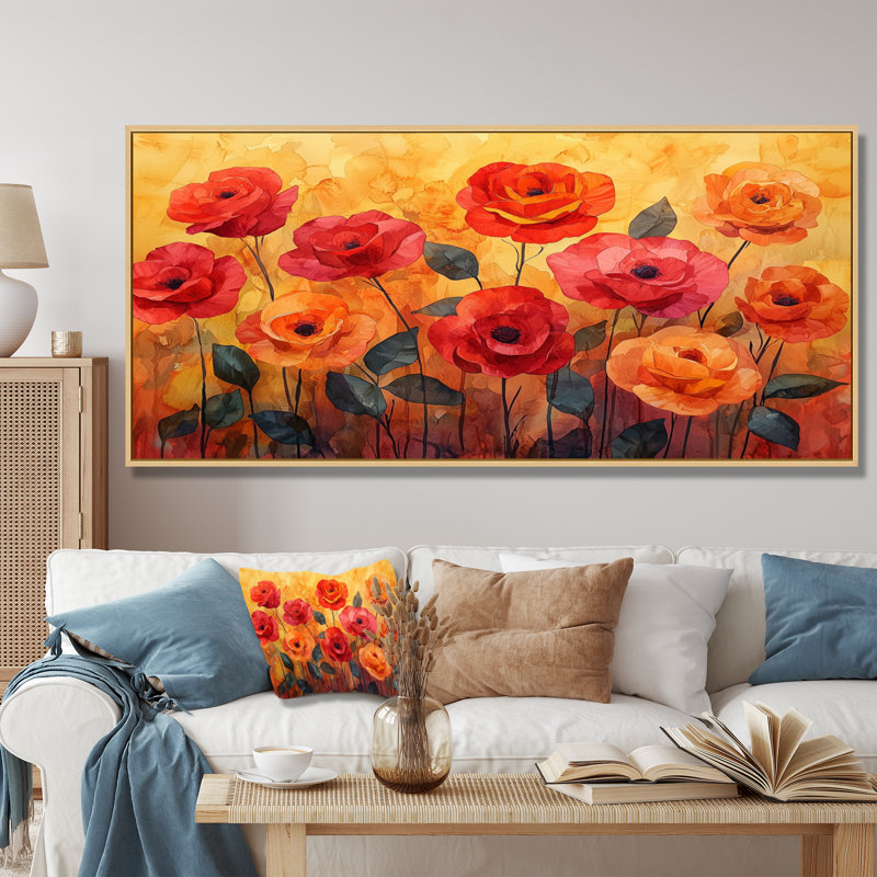 Jaazaniah - Floral Wall Art, H 28 po x l 60 po, Impression encadrée flottante, Argent argent