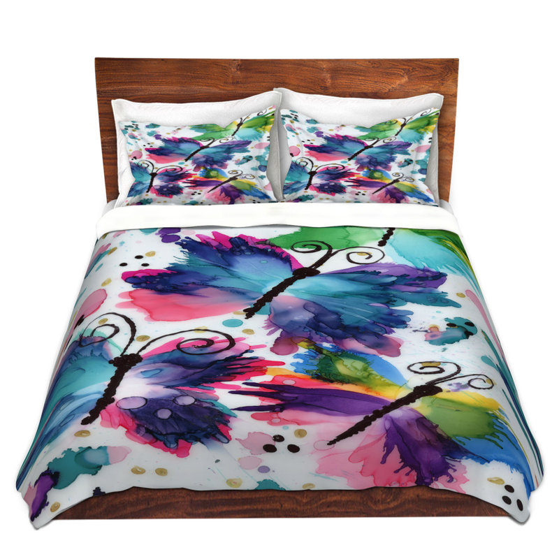 Ensemble de housse de couette en microfibre DiaNoche par Shay Livenspargar - Dancing Butterflies