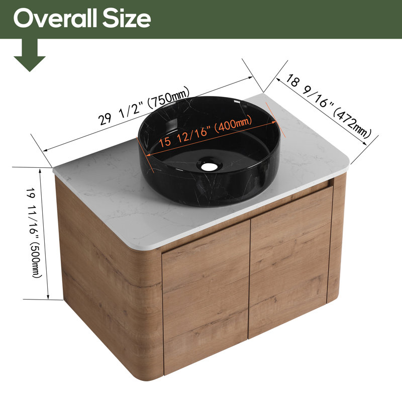Meuble-lavabo simple 30 po avec comptoir en pierre reconstituée