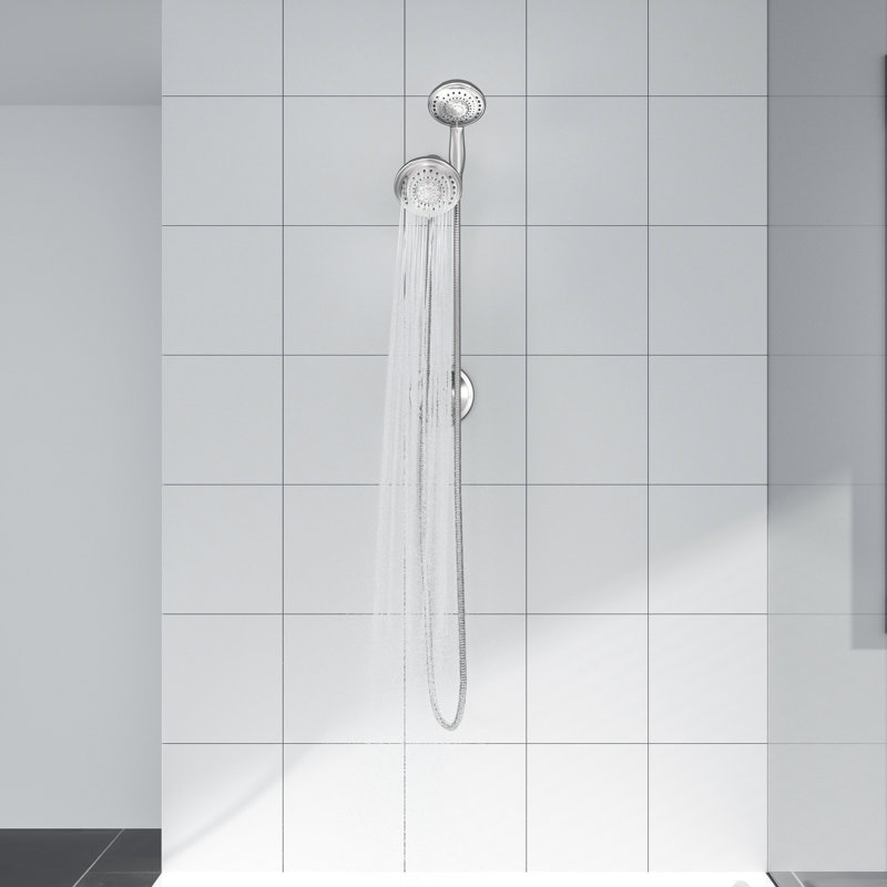 Wall Mounted Shower Head Multi Function Adjustable Shower Combo Rainfall Shower System with Handheld Shower, Brushed Nickel