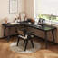 Bureau d'écriture en bois massif noir en forme de L-1319576074-1319576085