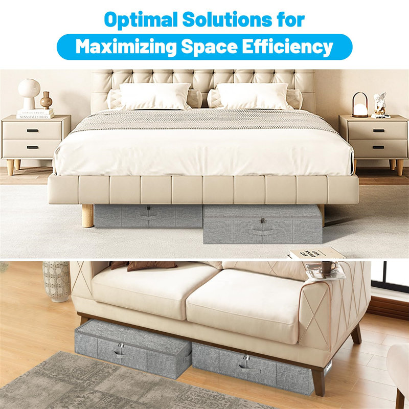 Rebrilliant Linen Underbed Storage, 17cm H x 76cm W x 40cm D