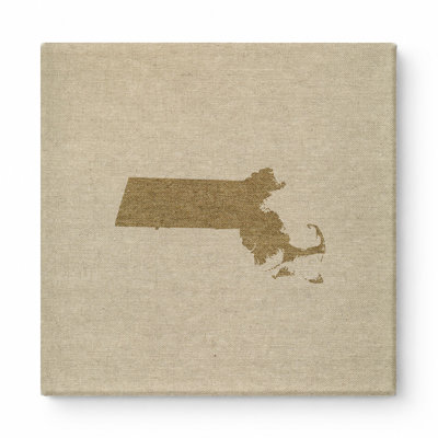 Massachusetts State Silhouette — Square Canvas Wall Art