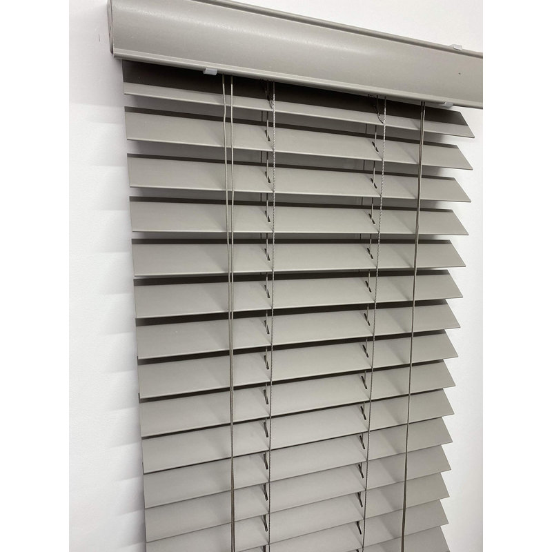 Premium Faux Wood Venetian Blinds - Waterproof PVC Window Blinds with Corded Light & Privacy Control for Kitchen, Bathroom & Bedroom