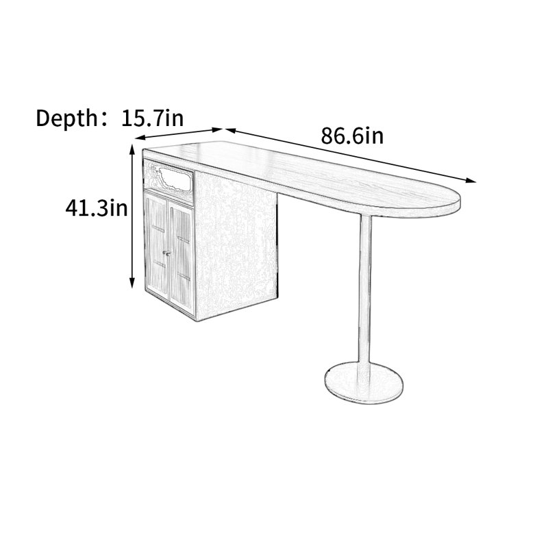 Table de bar haut de gamme en bois massif noir, H 41,3 po x l 86,6 po x P 15,7 po