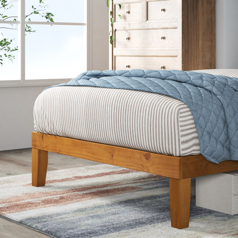 Solid Wood Platform Bed, Twin, Brown