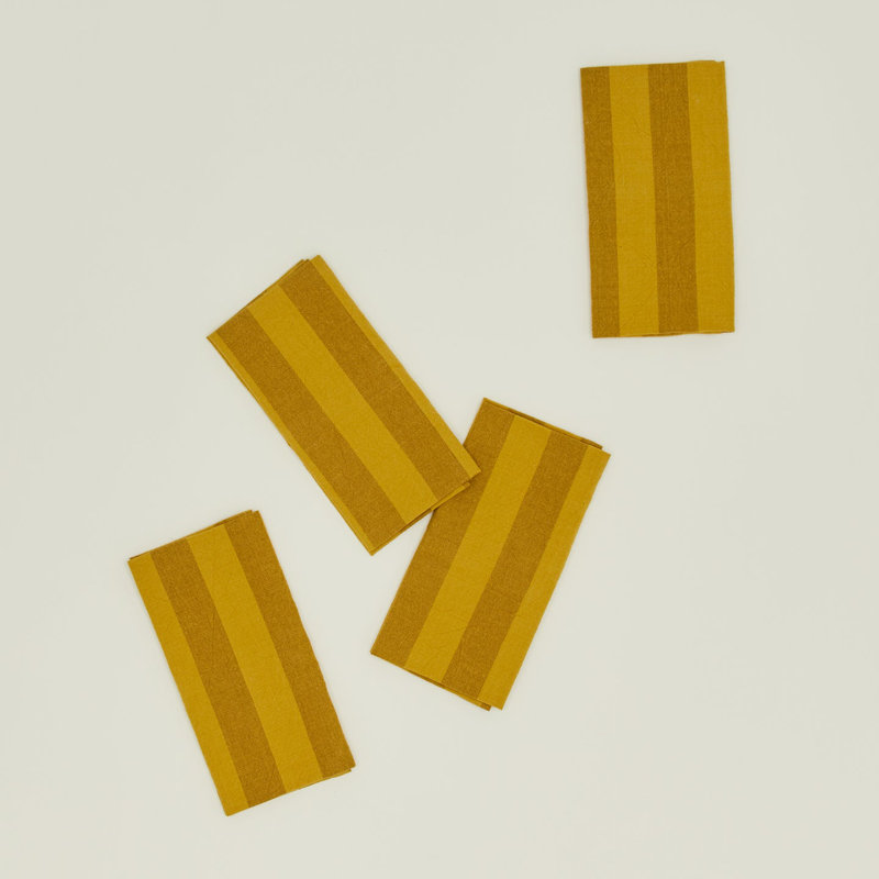 Essential Striped Dinner Napkin - Set Of 4, Mustard/Bronze