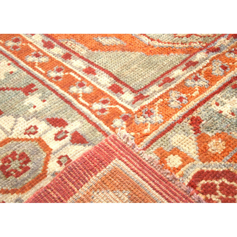 Tapis rouge / ivoire / jaune en laine noué à la main de conception unique années 1900 de 16 pi 10 po x 19 pi 6 po OverSize