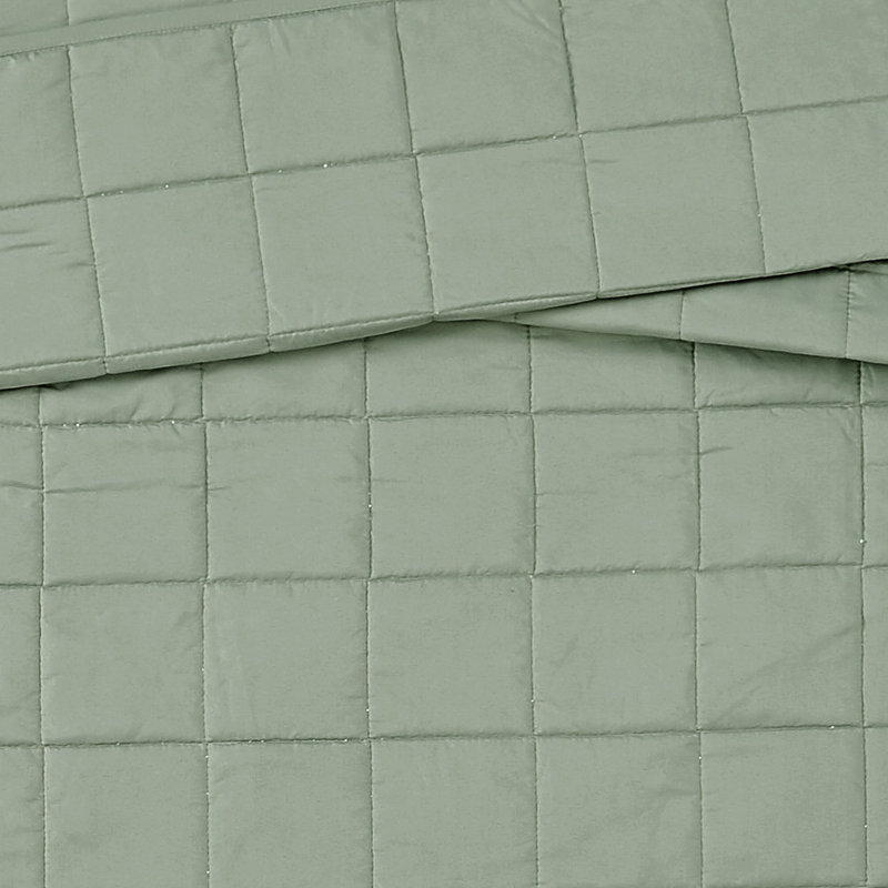 London Fog Garment Wash Solid Quilt Set, Twin Quilt + 1 Standard Shams, Green