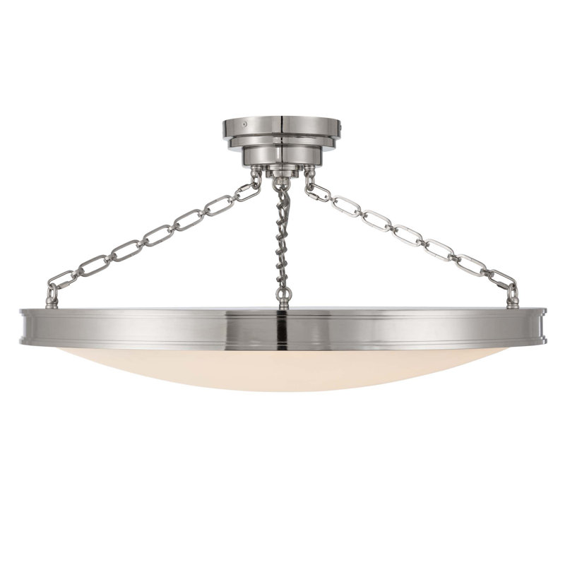 Plafonnier semi-encastré à DEL Cameron, Nickel poli, 30"