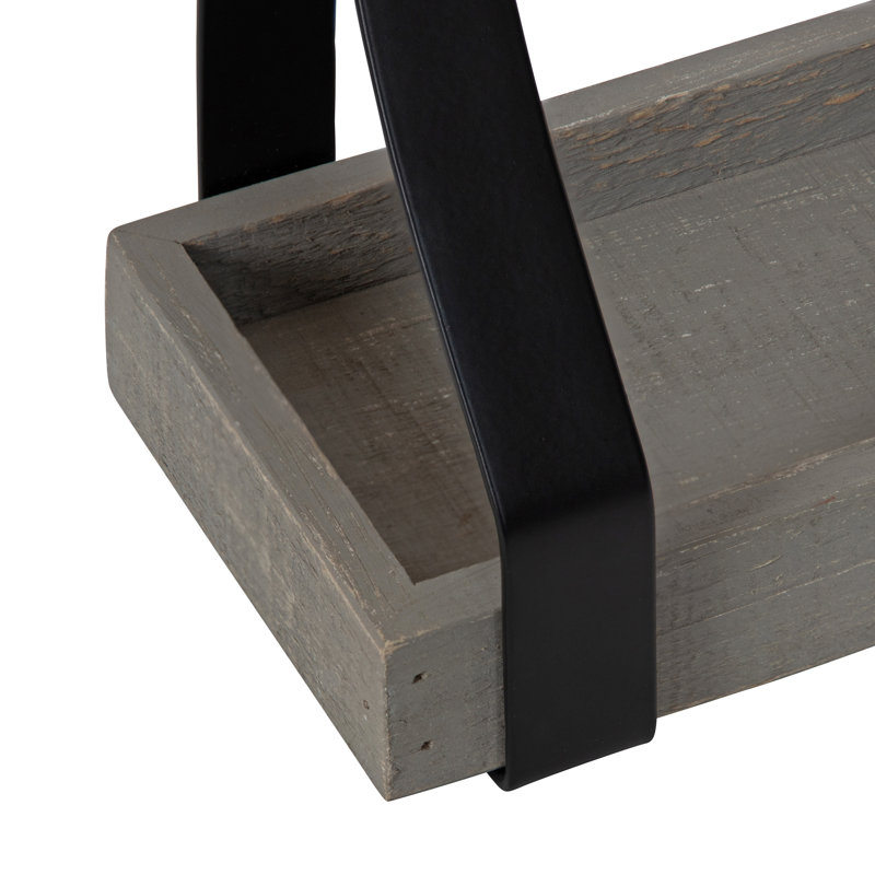 Tablette décorative en bois massif 2 pièces Glenbrook, Gris