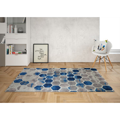 Tapis tissé élégant (4 x 6 pi), 100% polyester, d'une hauteur de poils de 0,4 po | Antibactérien, antidérapant sous la surface | Lavable à la machine, impression numérique 3D | Parfait pour le salon, la chambre à coucher et la décoration intérieure