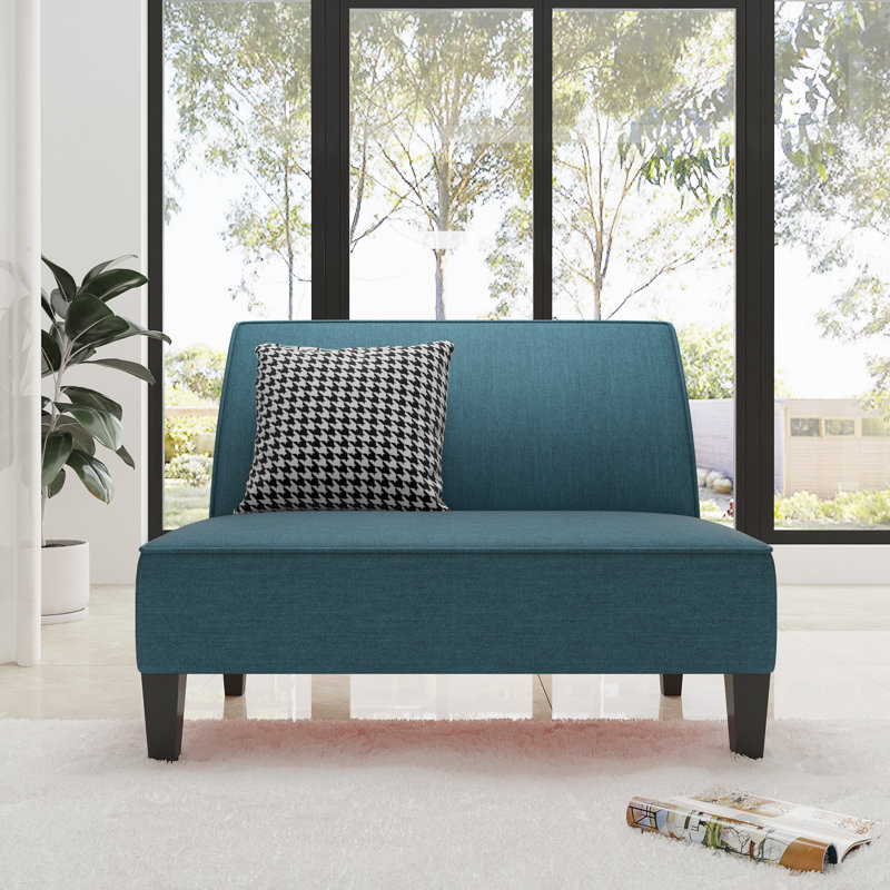 Devair Upholstered 44'' Loveseat, Blue Linen Blend
